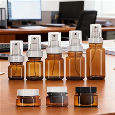 Botellas de plástico de color ámbar.